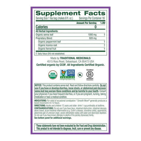 Traditional Medicinals, Smooth Move Peppermint Tea, 16 bags Traditional Medicinals