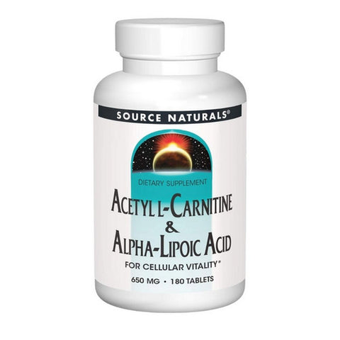 Source Naturals, Acetyl L-Carnitine And Alpha-Lipoic Acid, 650 Mg, 180 Tabs