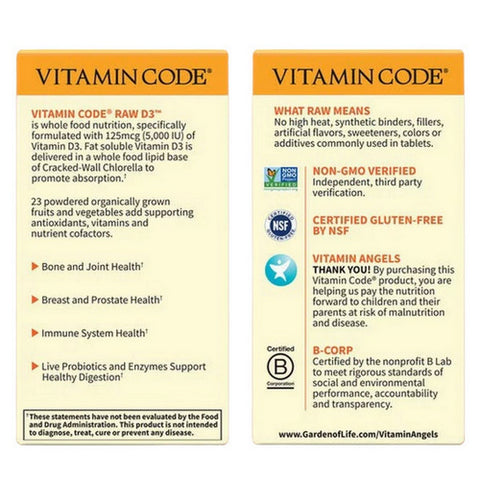 Garden of Life, Vitamin Code RAW D3, 5000 iu, 60 caps