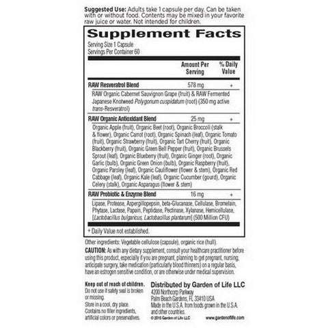Garden of Life, RAW Resveratrol, 60 vcaps Garden of Life