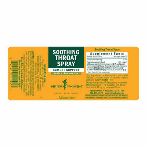 Herb Pharm, Soothing Throat Spray, 1 Oz Herb Pharm