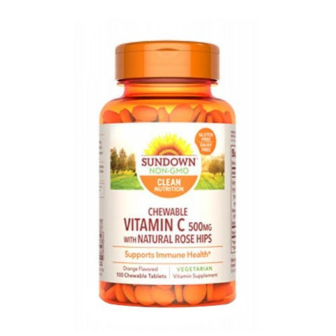 Sundown Naturals, Sundown Naturals Vitamin C With Natural Rose Hips Chewable, 500 mg, 100 tabs Sundown Naturals