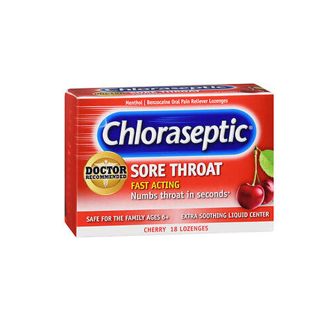 Med Tech Products, Benzocaine Oral Pain Reliever Sore Throat Lozenges Cherry, 18 Count