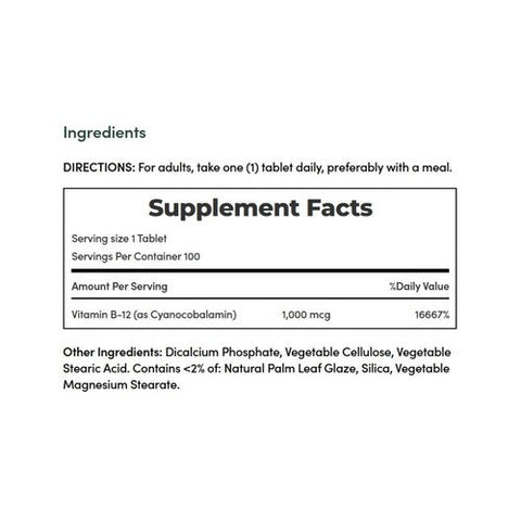 Nature's Bounty, Vitamin B-12 Coated, 1000 Mcg, 100 Tabs Nature's Bounty