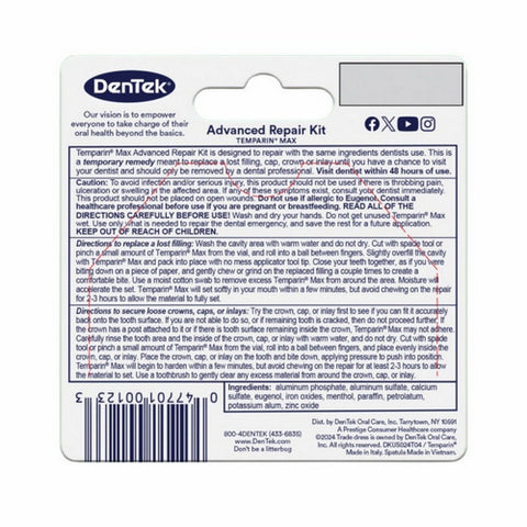 Dentek, Temparin Max Lost Filling Loose Cap Repair, 2.64 gm