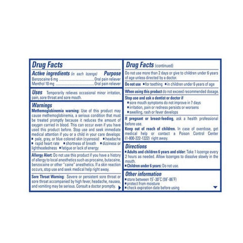 Chloraseptic, Benzocaine Oral Pain Reliever Sore Throat Lozenges Citrus, 18 Count Chloraseptic