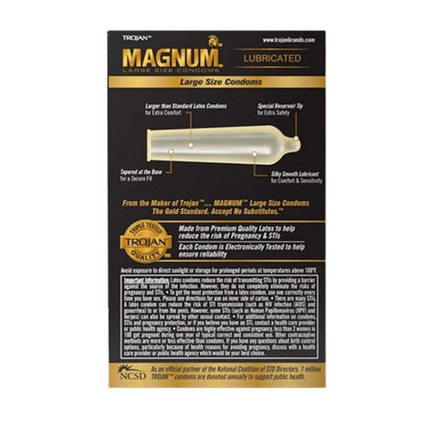 Trojan, Magnum Lubricated Latex Condoms, Box Of 12 Trojan