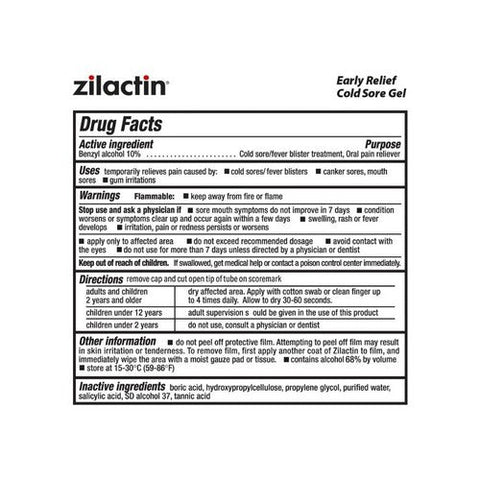 Zilactin, Cold Sore Gel, 0.25 Oz
