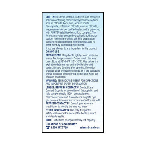 Refresh, Contacts Lubricant Eye Drops, 0.4 Oz Refresh
